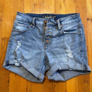 Indigo Rein Denim Shorts Distressed Folded